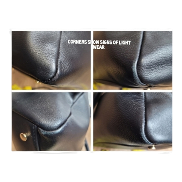 Cole Haan Dorset Satchel black leather golden metal lock key crossbody strap bag - Picture 13 of 16